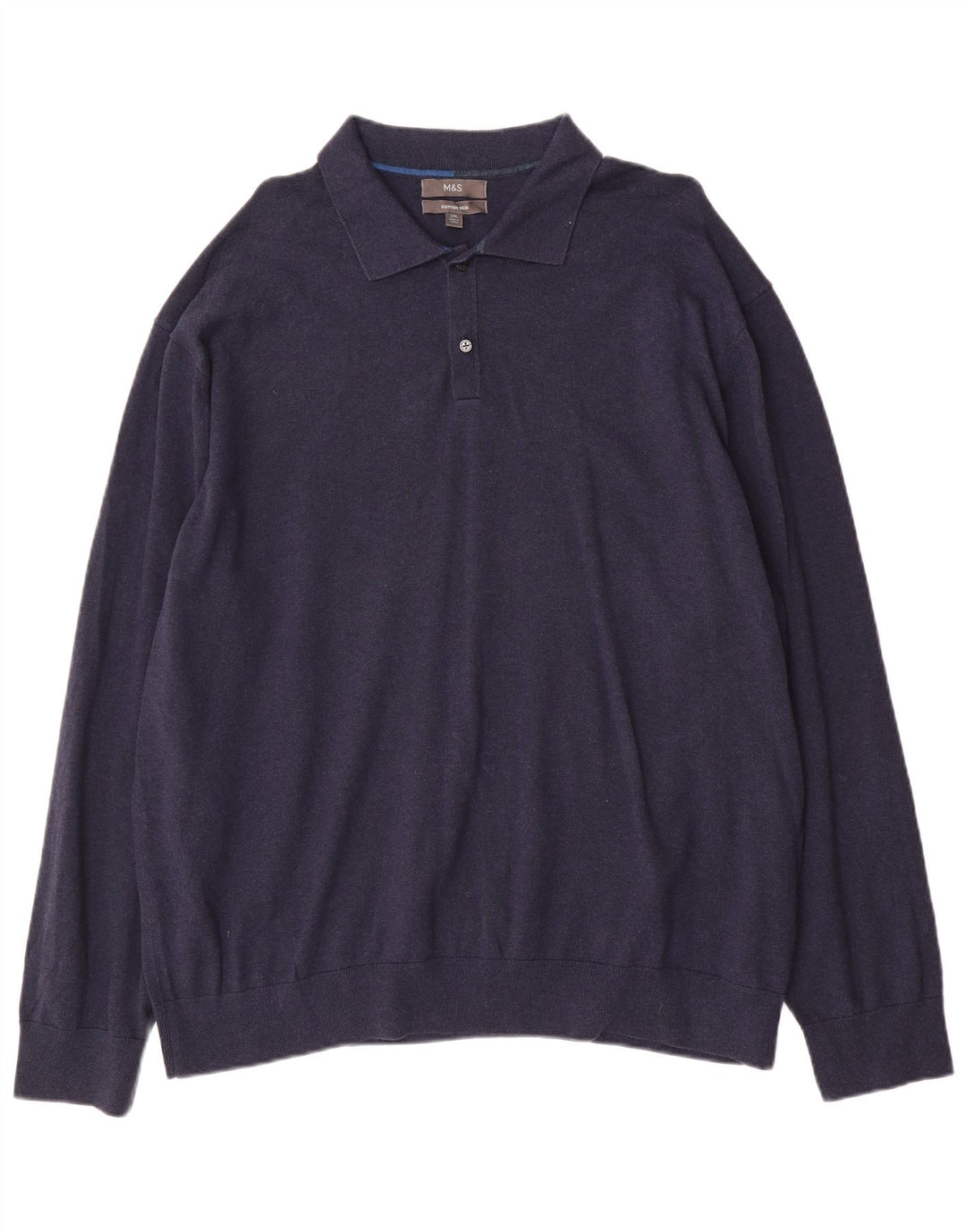 Marks & Spencer Herren-Pullover mit Rollkragen, 2XL, Marineblau, Baumwolle
