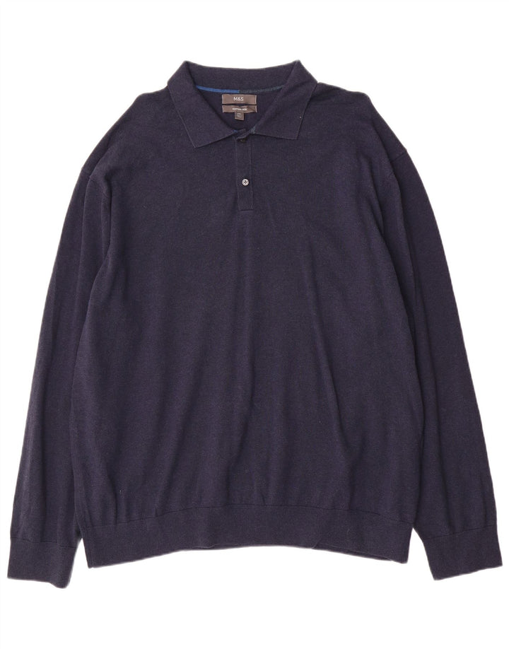 Marks & Spencer Herren-Pullover mit Rollkragen, 2XL, Marineblau, Baumwolle