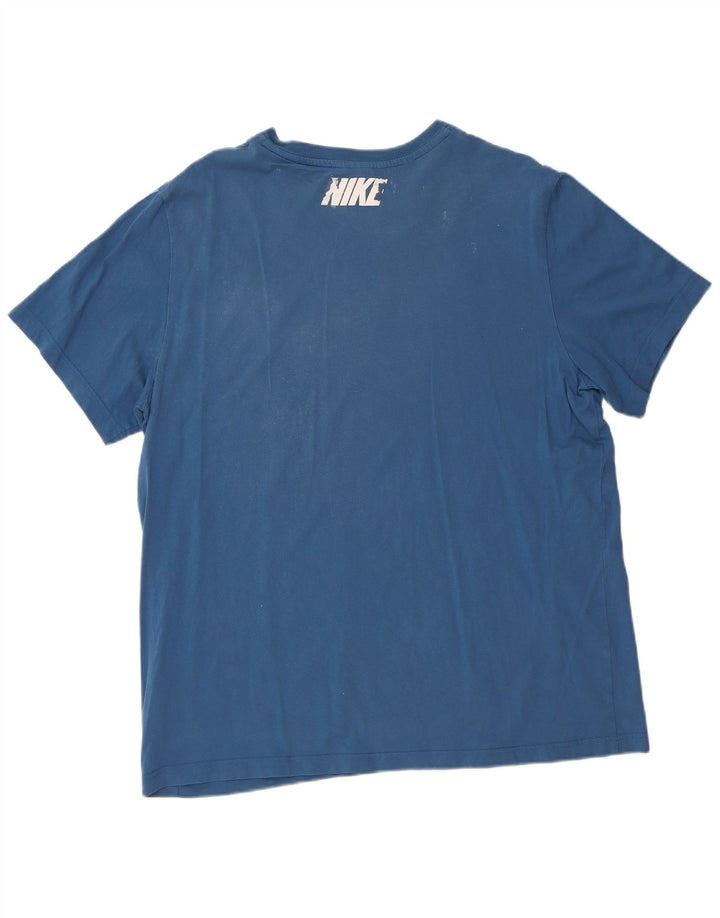 NIKE Herren Grafik T-Shirt Top XL Blau Baumwolle
