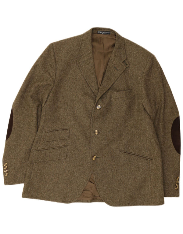 Polo Ralph Lauren Herren-Blazer mit 3 Knöpfen, EU 56, 2XL, grünes Fischgrätenmuster