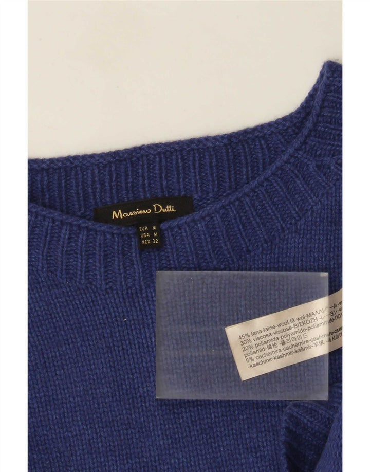 Massimo Dutti Damen-Pullover mit U-Boot-Ausschnitt, UK 14, mittelmarineblaue Wolle