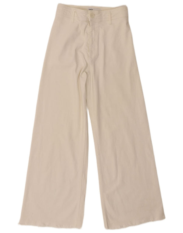 Zara Damen Freizeithose mit hoher Taille und weitem Bein, EU 38, Größe S, W28, L28, Weiß