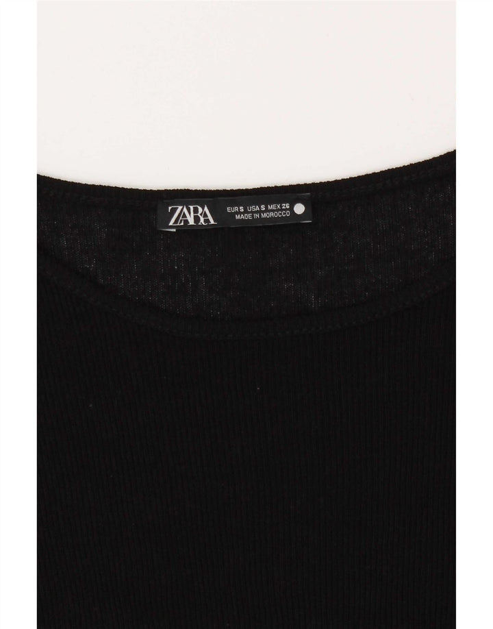 Zara Damen T-Shirt Top UK 10 Small Schwarz