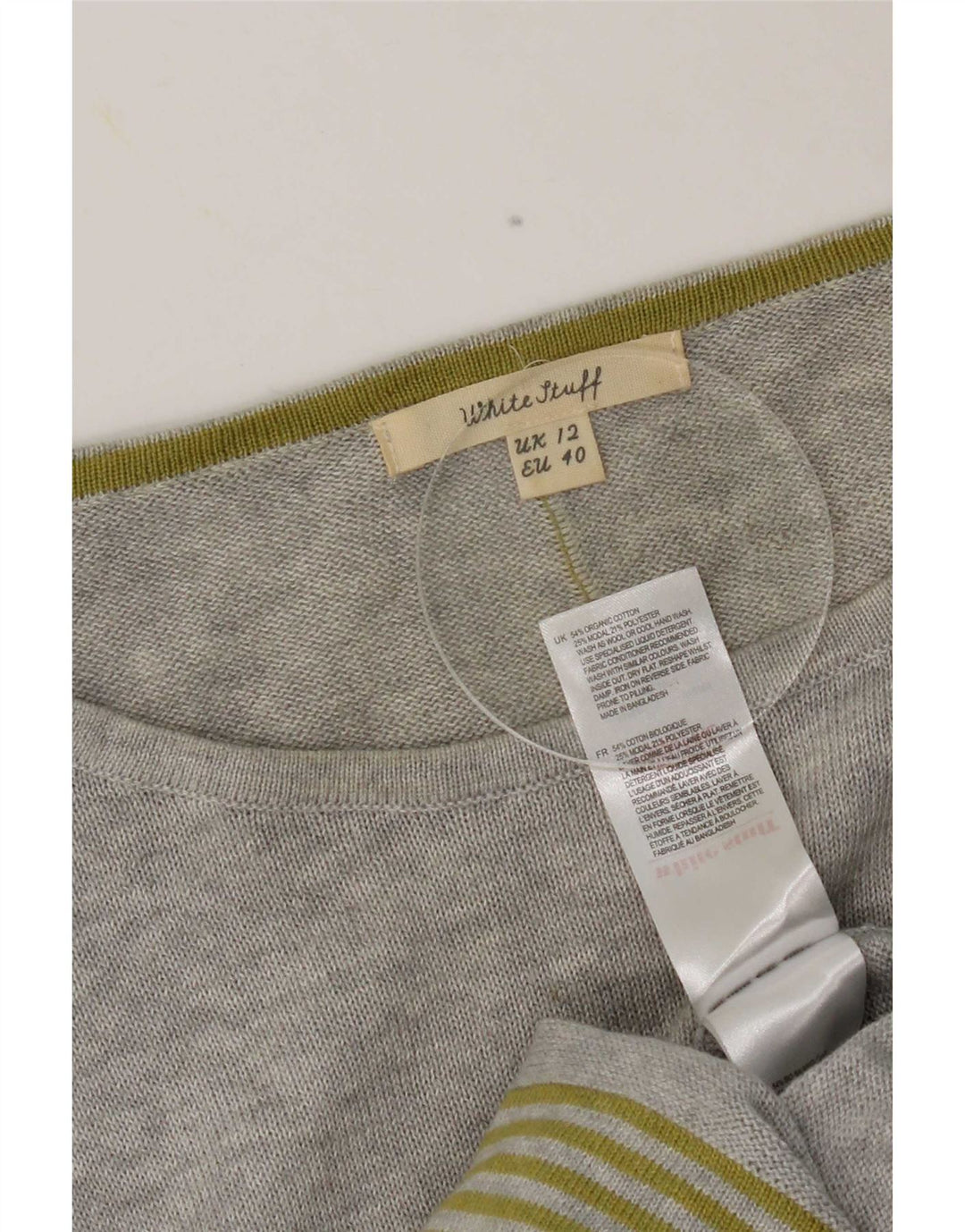White Stuff Damen-Pullover mit U-Boot-Ausschnitt, UK 12, Mittelgrau, Farbblock