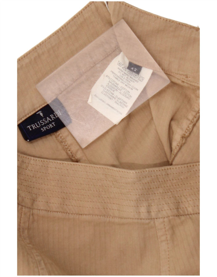 TRUSSARDI Gerader Damenrock IT 42 Medium W28 Beige Baumwolle