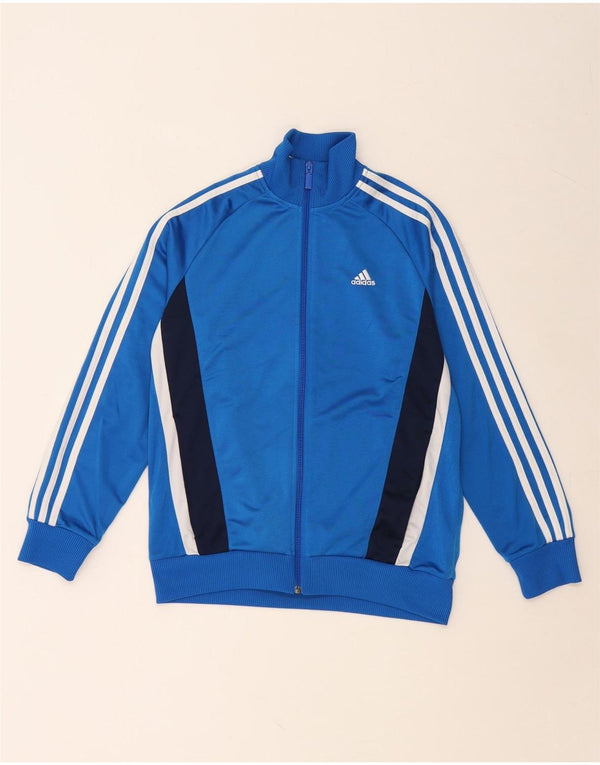 ADIDAS Jungen-Trainingsanzug-Top-Jacke, 13–14 Jahre, blaues Farbblock-Polyester