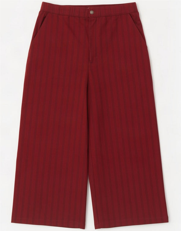 Hollister Damen-Hose mit hoher Taille, kurz geschnitten, XL, W36, L22, Burgunderrot, Nadelstreifen