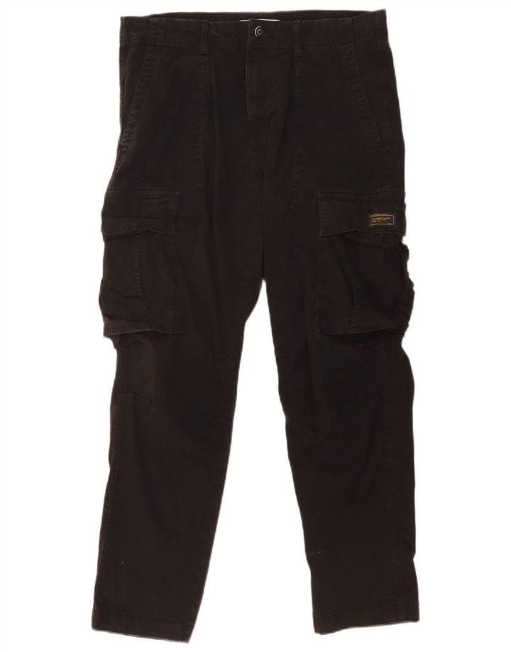 ZARA Herren gerade Cargohose EU 42 Large W32 L29 Schwarz