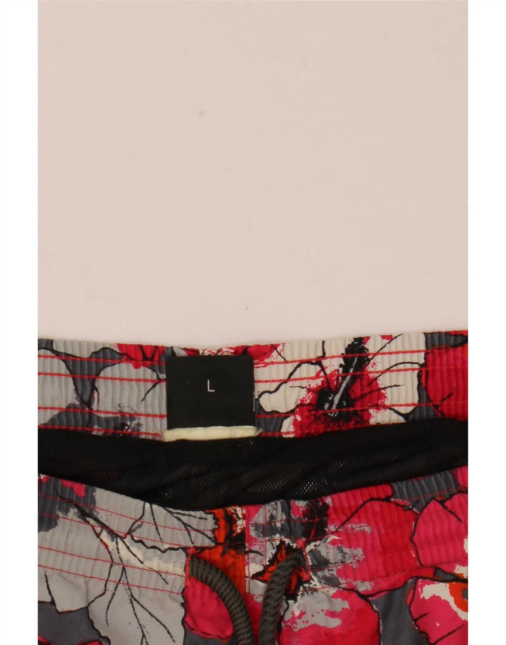 Hugo Boss Herren-Badeshorts, groß, rotes Blumenmuster