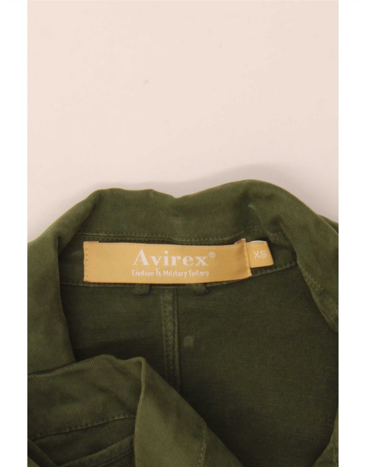 Avirex Damen 4-Knopf-Blazerjacke UK 6 XS Grüne Baumwolle