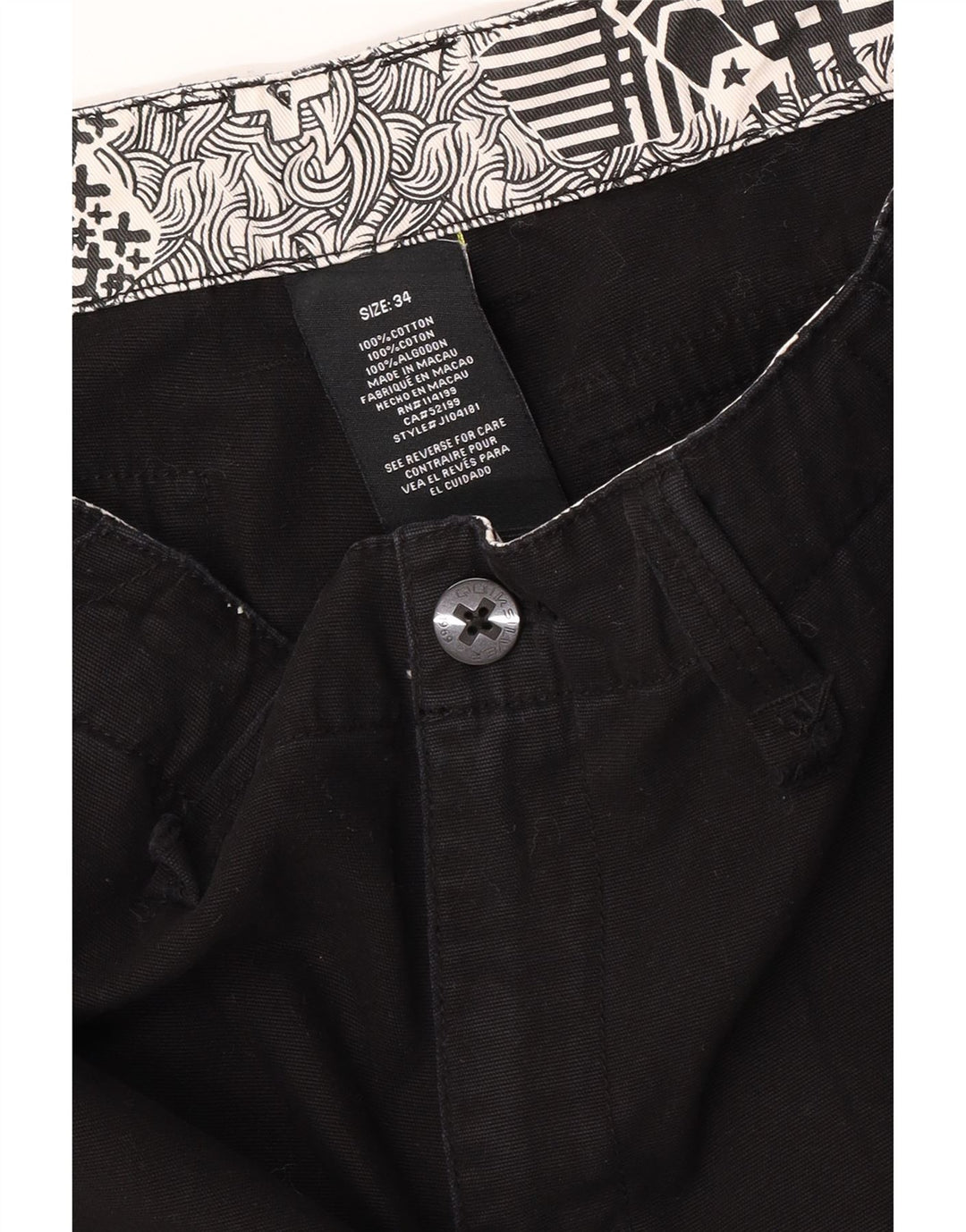 Quiksilver Herren Cargoshorts W34 Large Schwarz Baumwolle