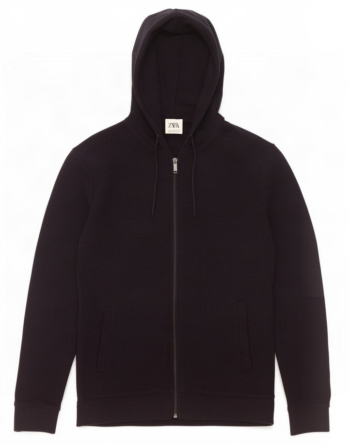 Zara Herren-Kapuzenpullover mit Reißverschluss, mittelgroß, Schwarz