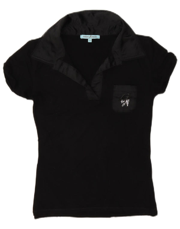 Guess By Marciano Damen Poloshirt US 2 XS Schwarze Viskose