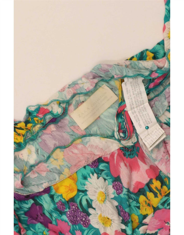 Schulterfreies Top für Damen von Zara, UK 10, Größe S, mehrfarbig, Blumenmuster, Viskose
