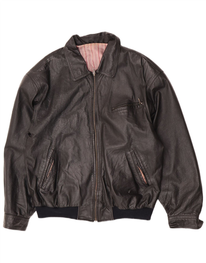 Vintage Herren Lederjacke UK 42 XL Schwarzes Leder