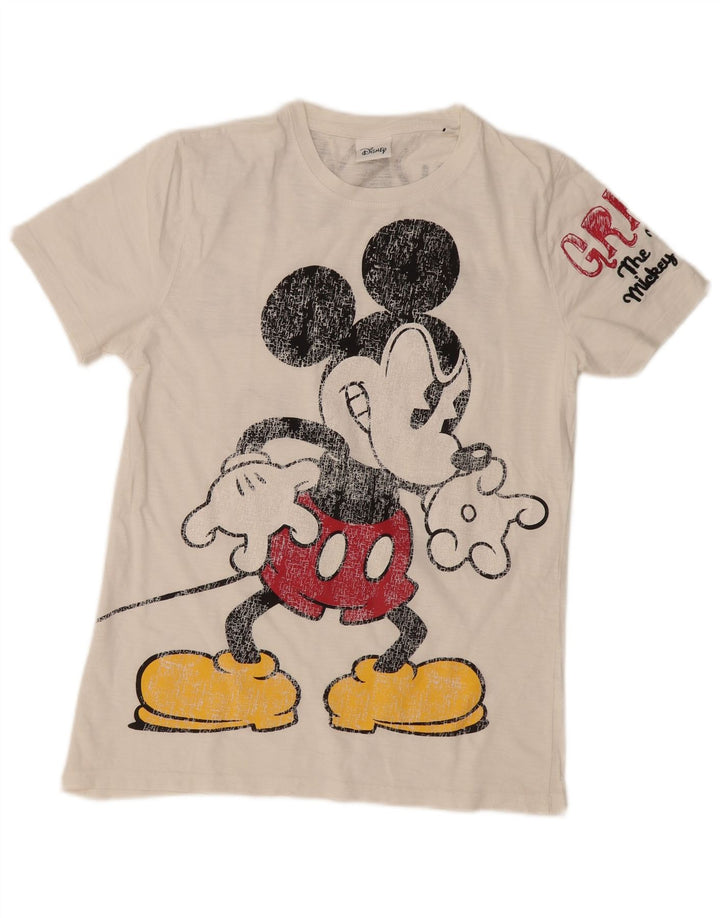 Disney Herren-T-Shirt mit Mickey-Mouse-Grafik, mittelweiße Baumwolle