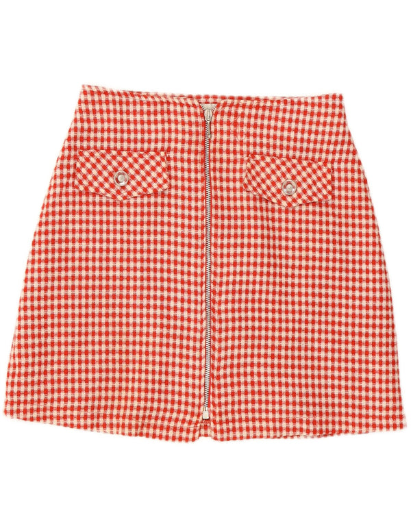 Galleria Damen Minirock IT 46 Large W28 Roter Gingham-Polyester