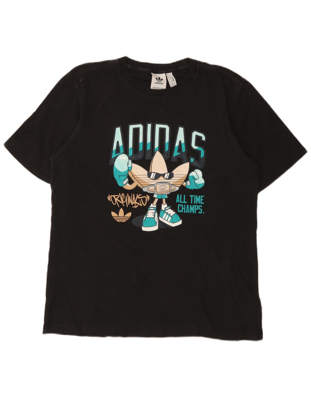 Adidas Herren Grafik T-Shirt Top Medium Schwarz Baumwolle