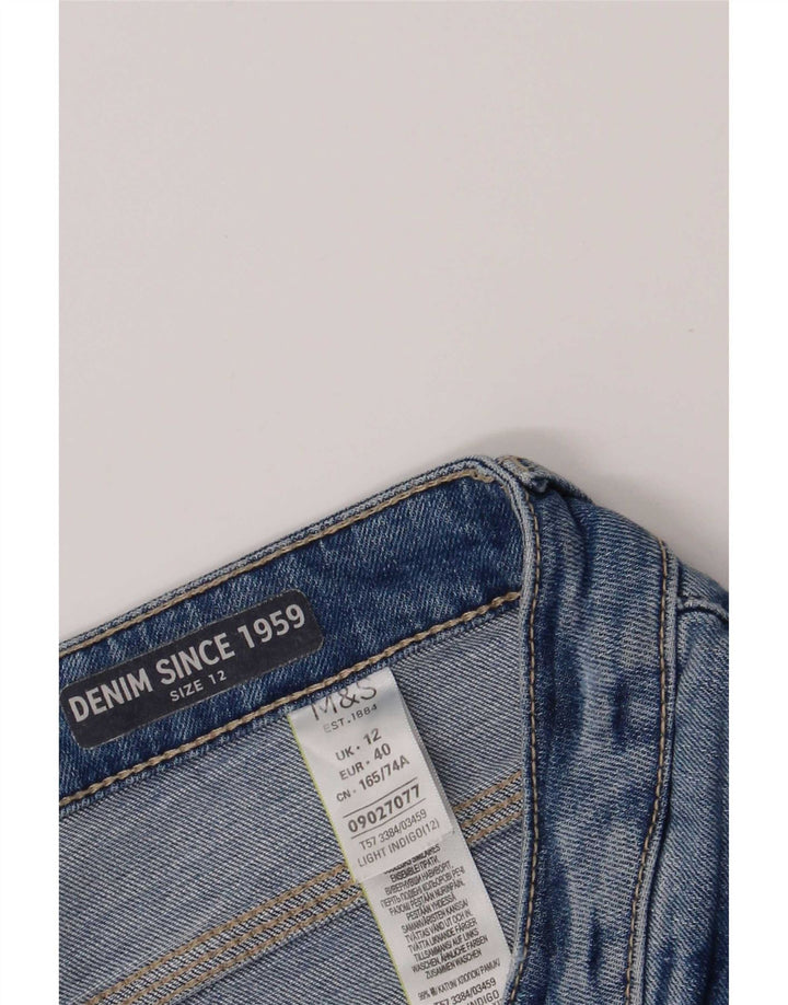 Marks & Spencer Damen-Jeansshorts im Used-Look, UK 12, Mittel W30, Blau, Baumwolle