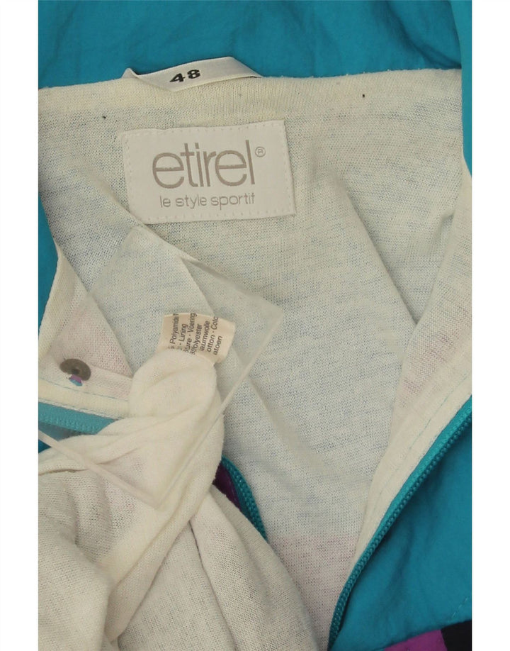 Etirel Herren Bomberjacke IT 48 Mittelblaues Colourblock-Polyamid