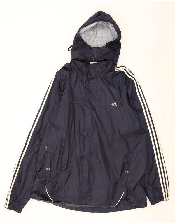 Adidas Herren Graphic Hooded Rain Jacket UK 46 3XL Marineblaues Nylon