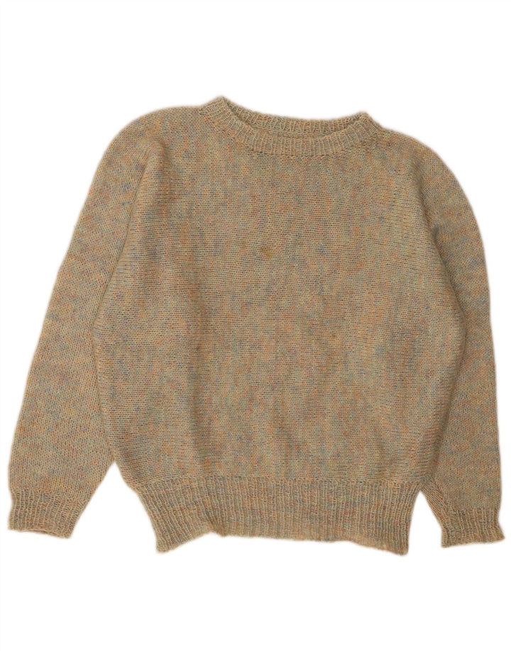 VINTAGE Damen-Pullover mit U-Boot-Ausschnitt, Gr. 14, groß, mehrfarbig gefleckt