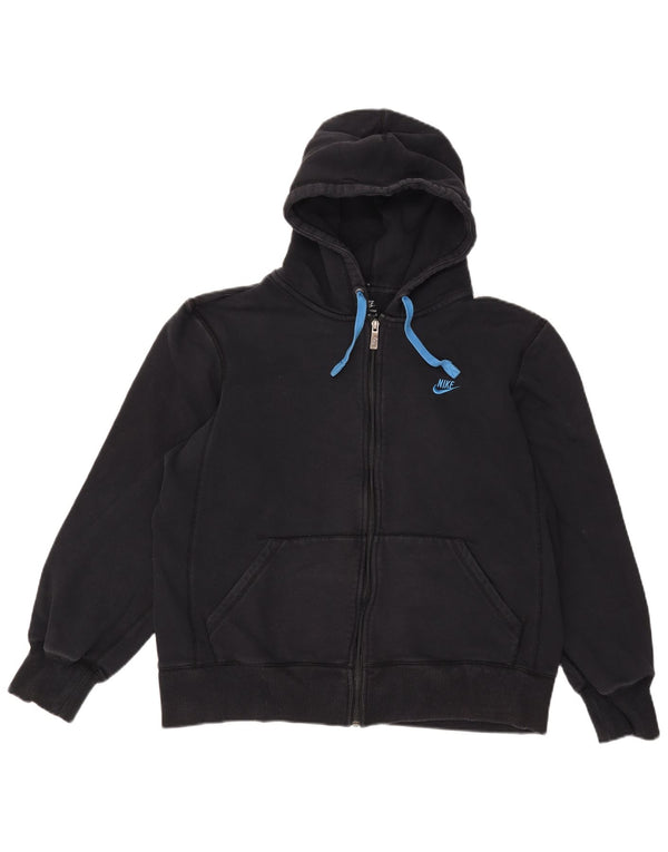 Nike Damen Zip Hoodie Pullover UK 16 Large Marineblau Baumwolle