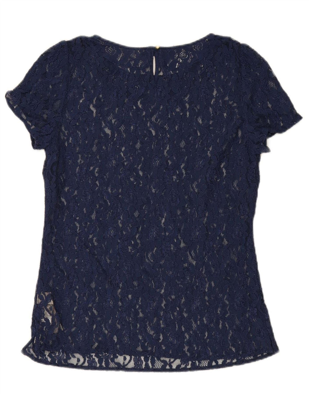 MASSIMO DUTTI Womens See Through Lace Blouse Top UK 18 XL Navy Blue