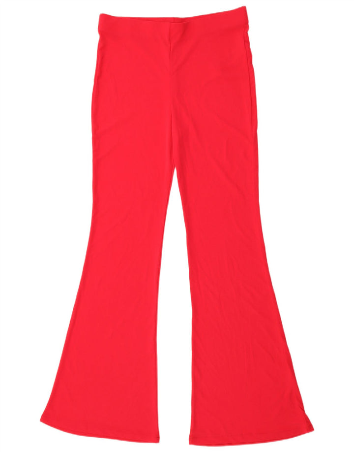Zara Damen-Flare-Freizeithose, Größe L, W30, L32, Rosa, Polyester