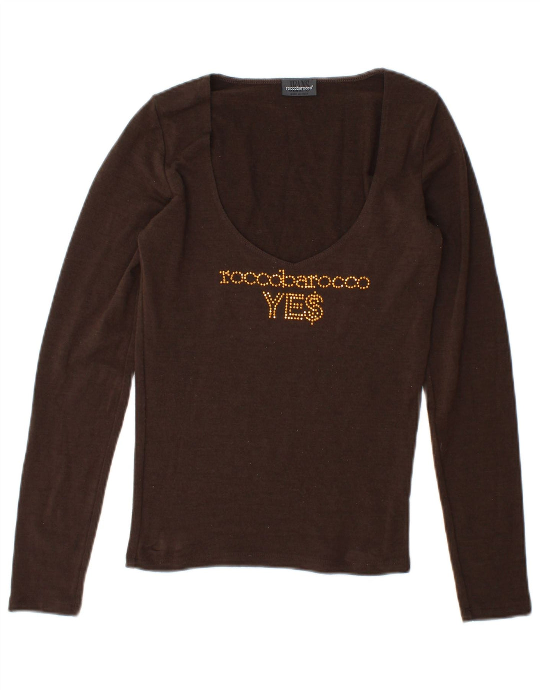 Roccobarocco Damen Graphic Top Langarm UK 12 Mittelbraun