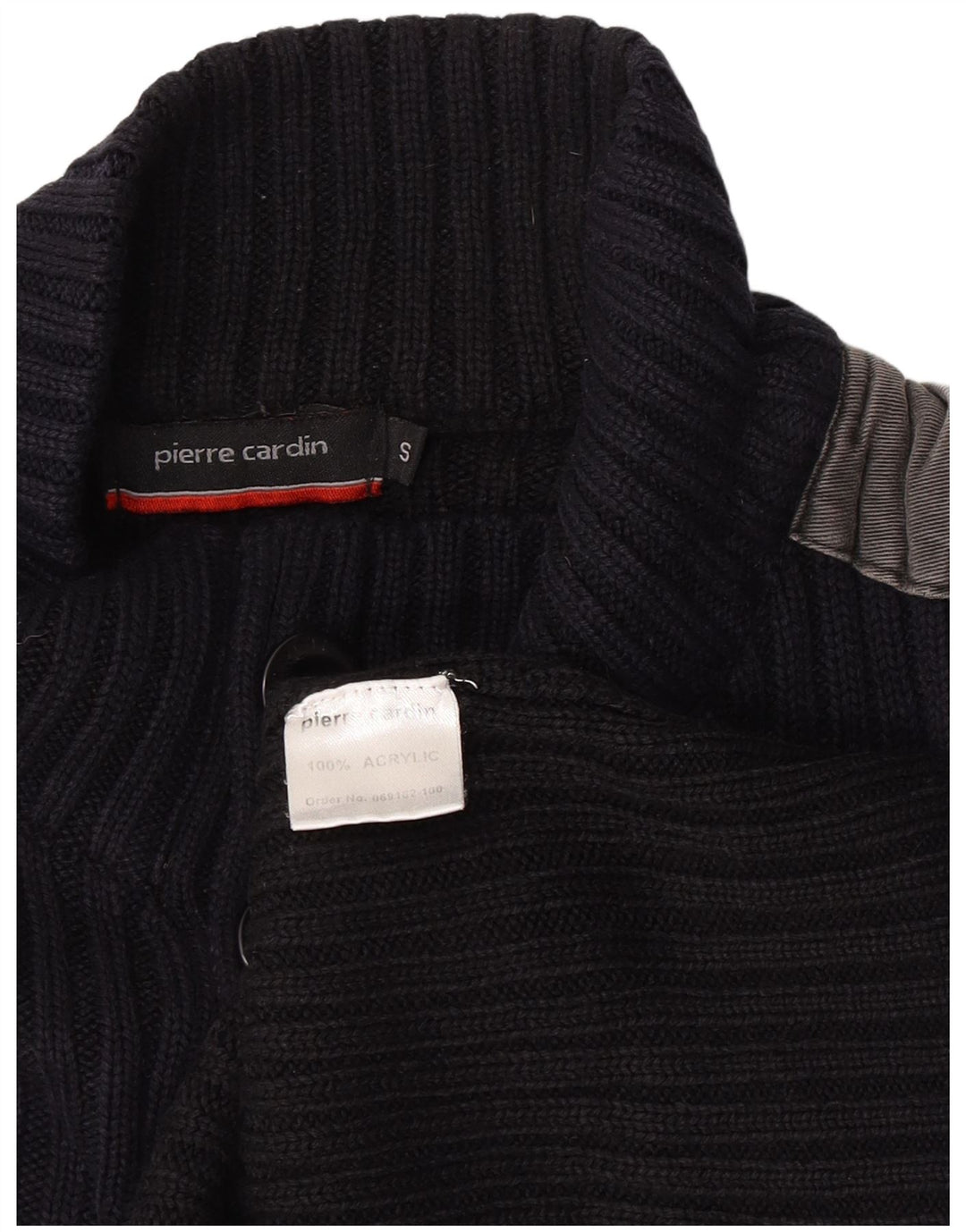 Pierre Cardin Herren-Pullover mit Knopfkragen, Größe S, Marineblau, Farbblock