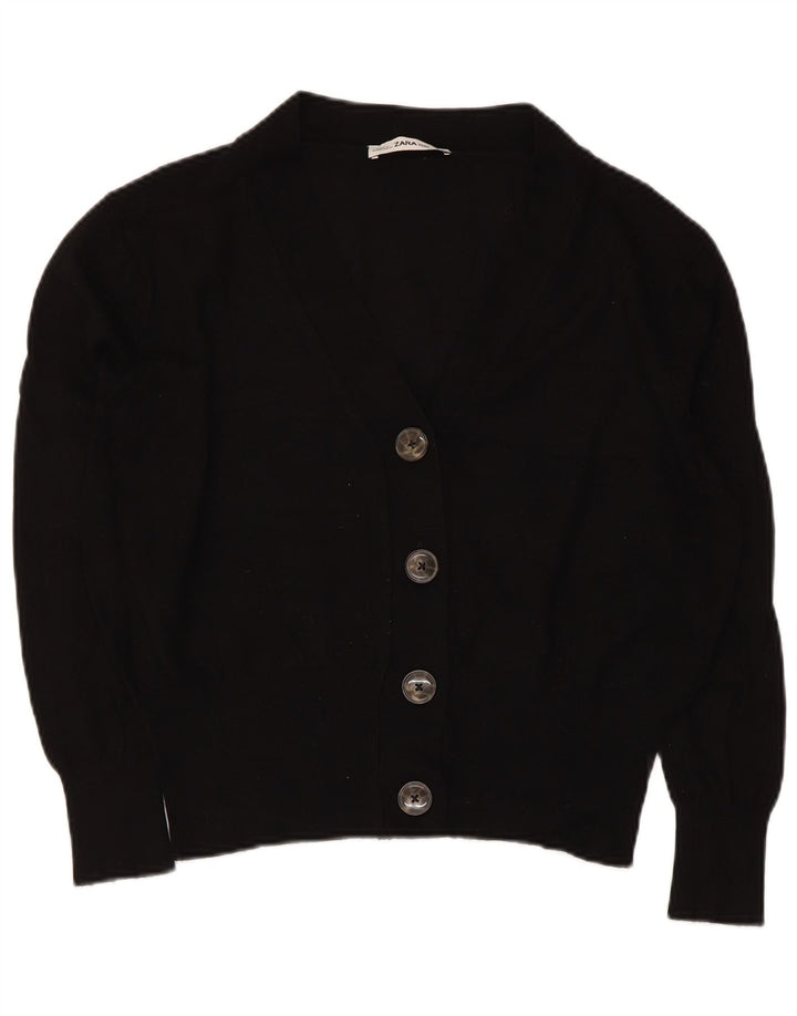 ZARA Damen Crop Cardigan Pullover UK 14 Medium Schwarz