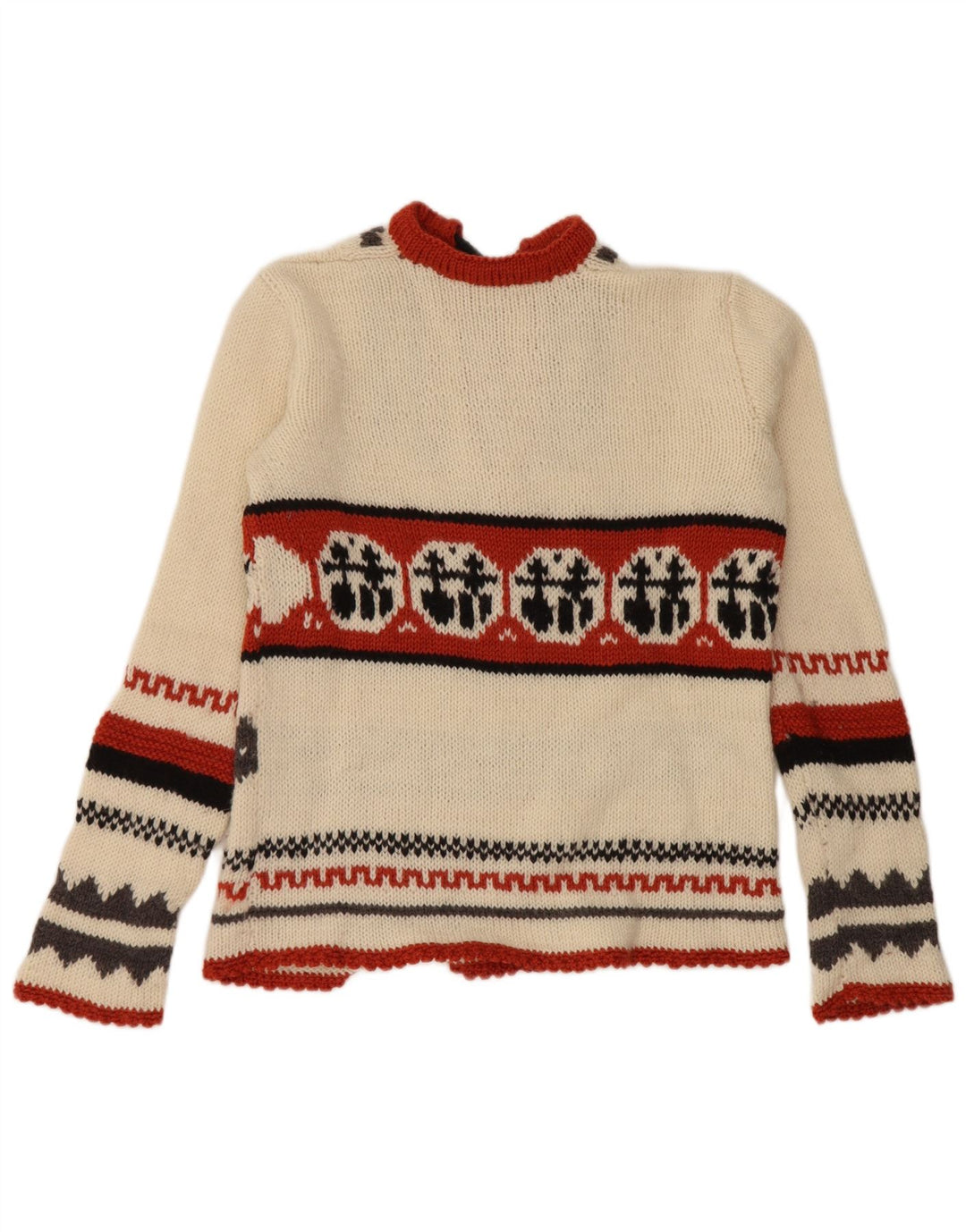 Vintage Damen Pullover Pullover UK 14 Medium Off White Fair Isle