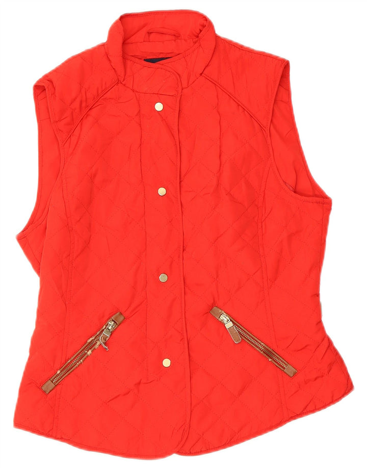 Zara Damen Steppweste UK 12 Mittelrotes Polyester