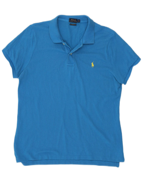 POLO RALPH LAUREN Damen Skinny Poloshirt UK 18 XL Blaue Baumwolle