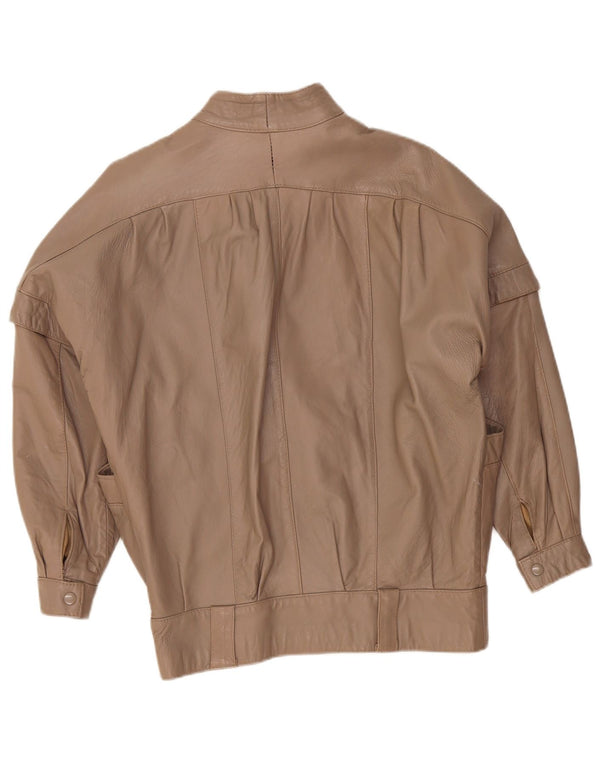 Vintage Damen Übergroße Lederjacke UK 14 Mittelbraun Retro