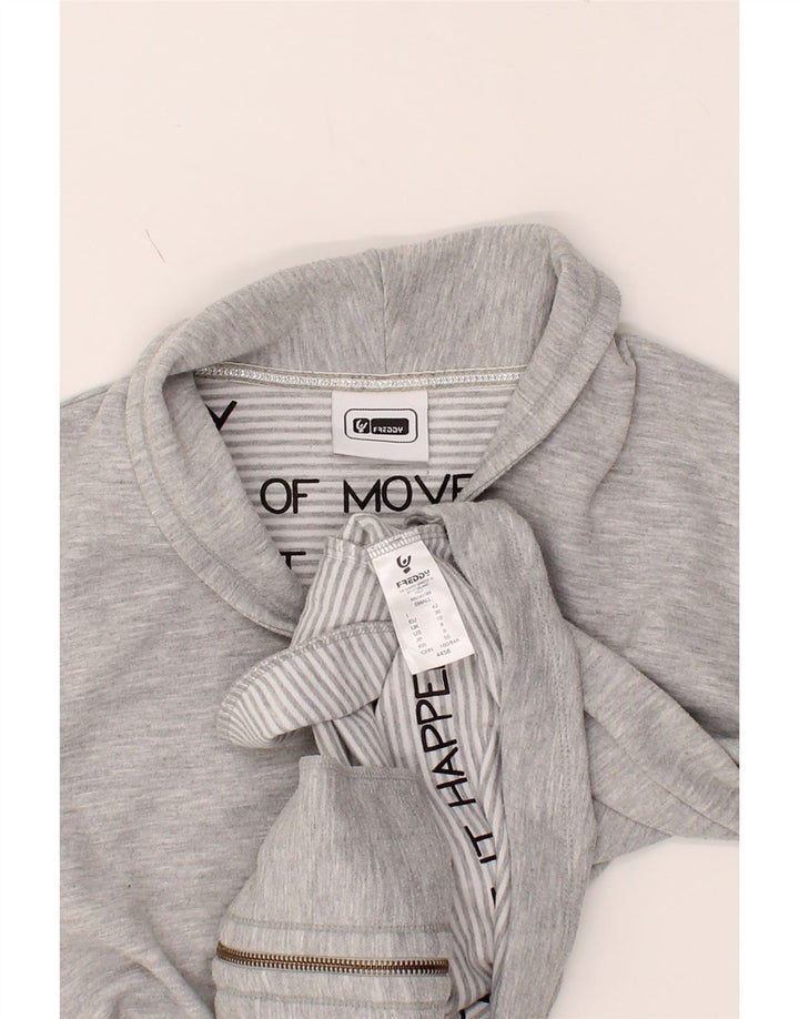 FREDDY Womens Tracksuit Top Jacket UK 10 Small Grey Cotton Vintage Freddy and Second-Hand Freddy from Messina Hembry 