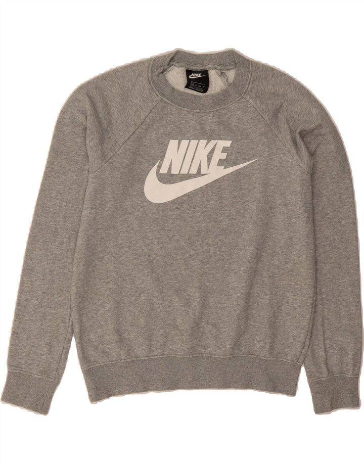 NIKE Womens Oversized Graphic Sweatshirt Jumper UK 6 XS Grey Cotton Vintage Nike and Second-Hand Nike from Messina Hembry 