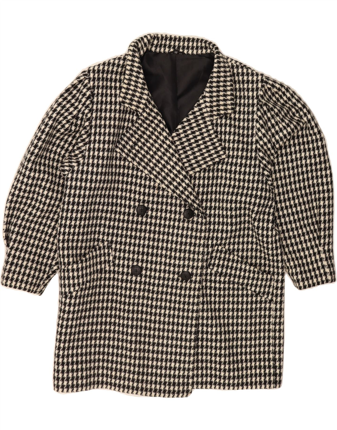 CANDA Womens Double Breasted Coat EU 40 Medium White Houndstooth Cotton Vintage Canda and Second-Hand Canda from Messina Hembry 