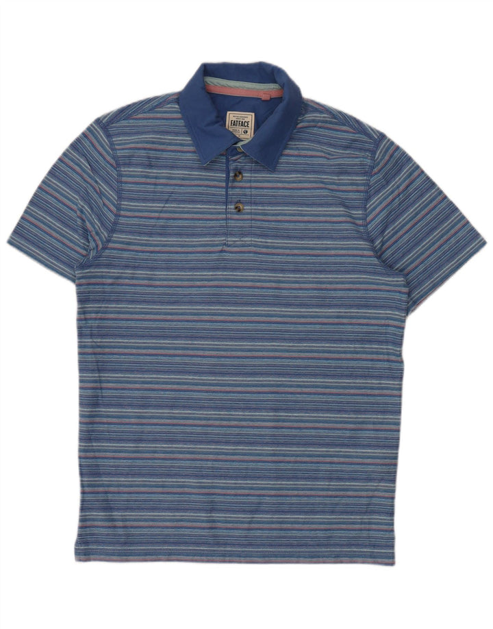 FAT FACE Herren-Poloshirt aus mittelblau gestreifter Baumwolle
