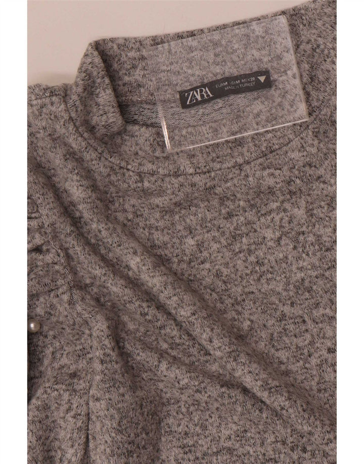 Zara Damen Top Langarm UK 12 Mittelgrau