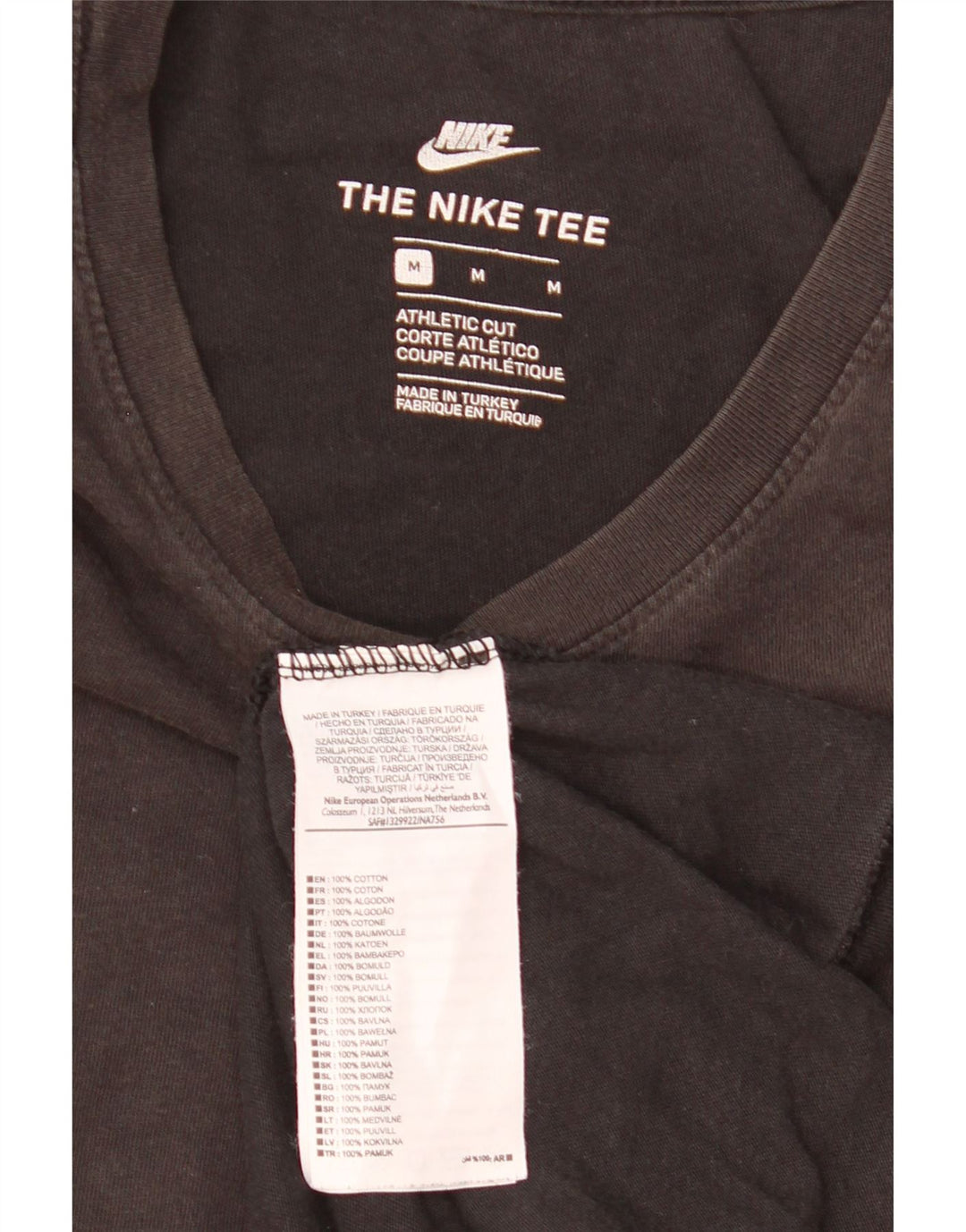 Nike Herren Athletic Cut T-Shirt-Oberteil aus mittelschwarzer Baumwolle