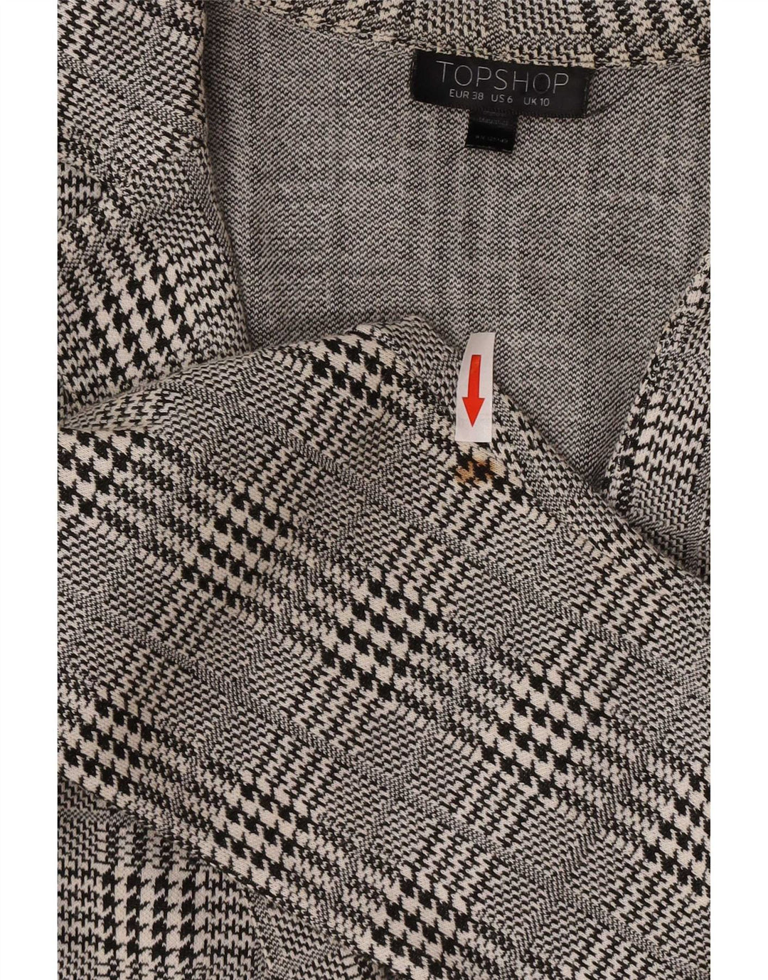 Topshop Damenmantel UK 10 Small Graue Hahnentritt-Baumwolle