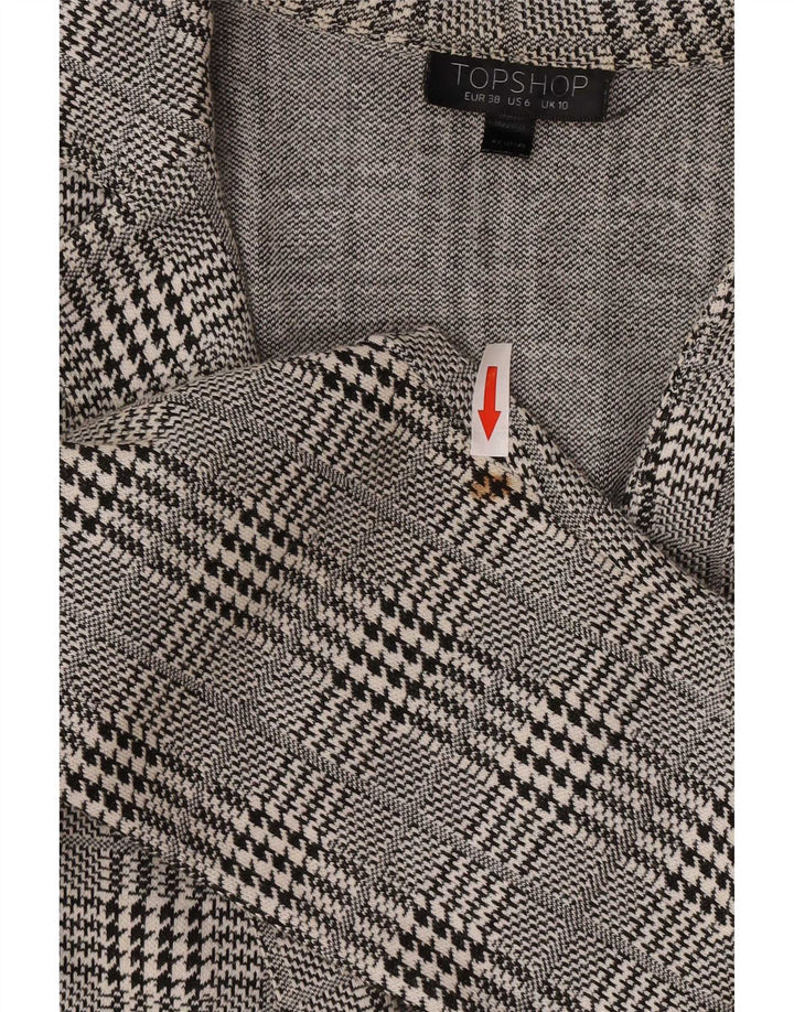 Topshop Damenmantel UK 10 Small Graue Hahnentritt-Baumwolle