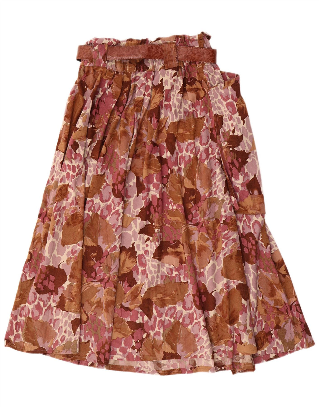 Vintage Damen ausgestellter Rock IT 44 Medium W28 Braunes Blumen-Triacetat
