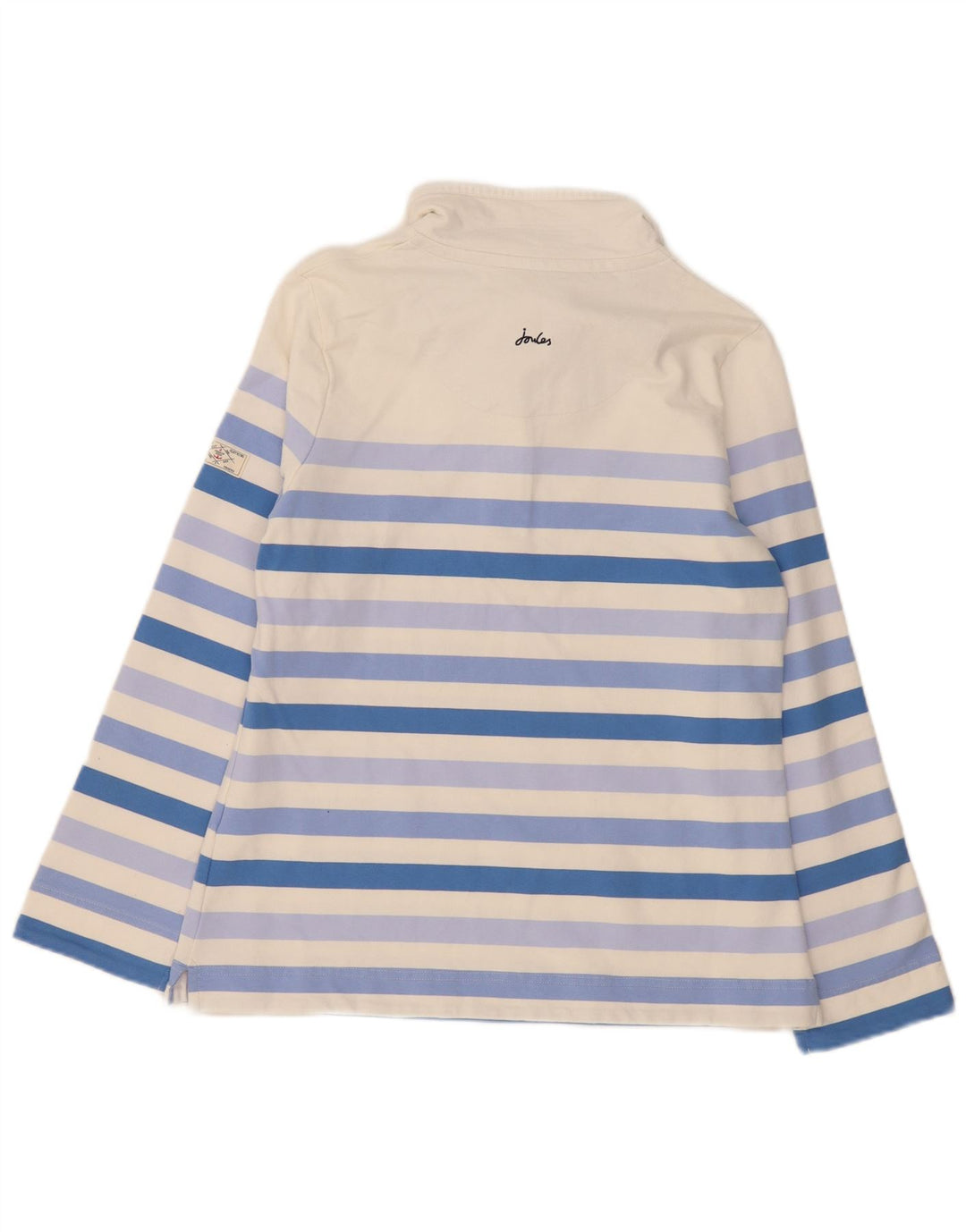 Joules Damen-Sweatshirt mit Knopfkragen, Gr. 14, Größe L, weiß gestreift