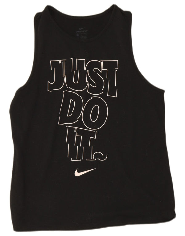 Nike Damen Dri Fit Graphic Weste Top UK 10 Small Schwarz Polyester