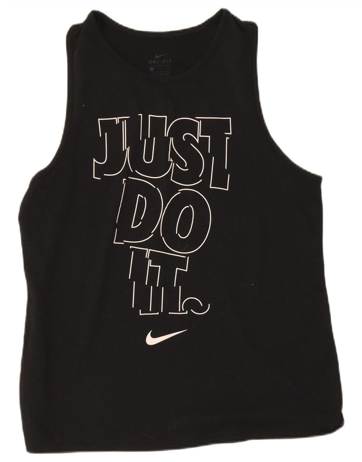 Nike Damen Dri Fit Graphic Weste Top UK 10 Small Schwarz Polyester