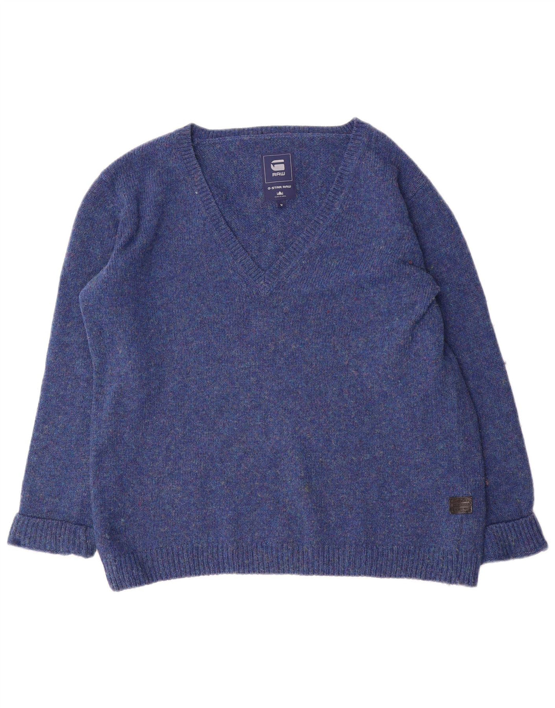G-Star Damen-Pullover mit V-Ausschnitt, Gr. 14, Mittelblau meliert