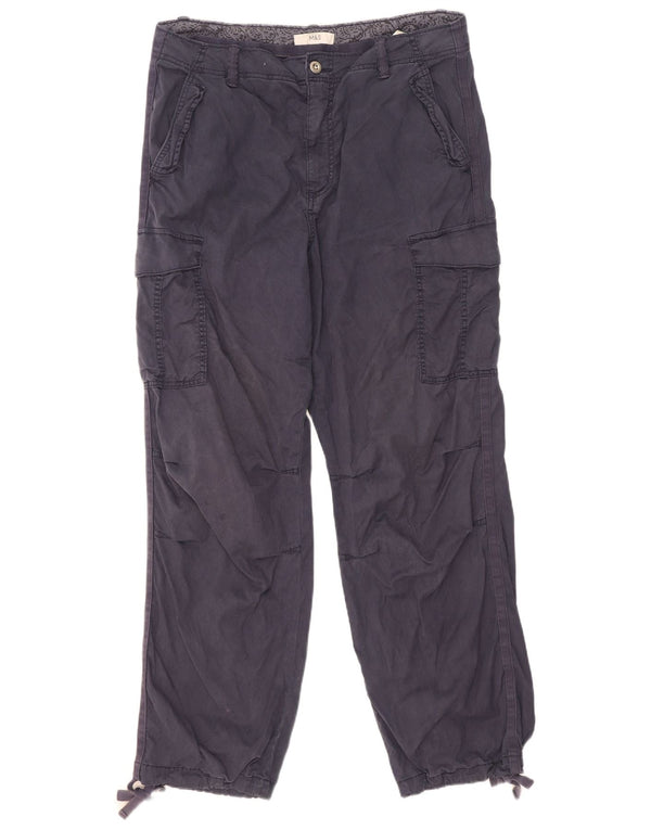Marks & Spencer Damen-Cargohose mit hoher Taille, gerade, W34, L31, Marineblau